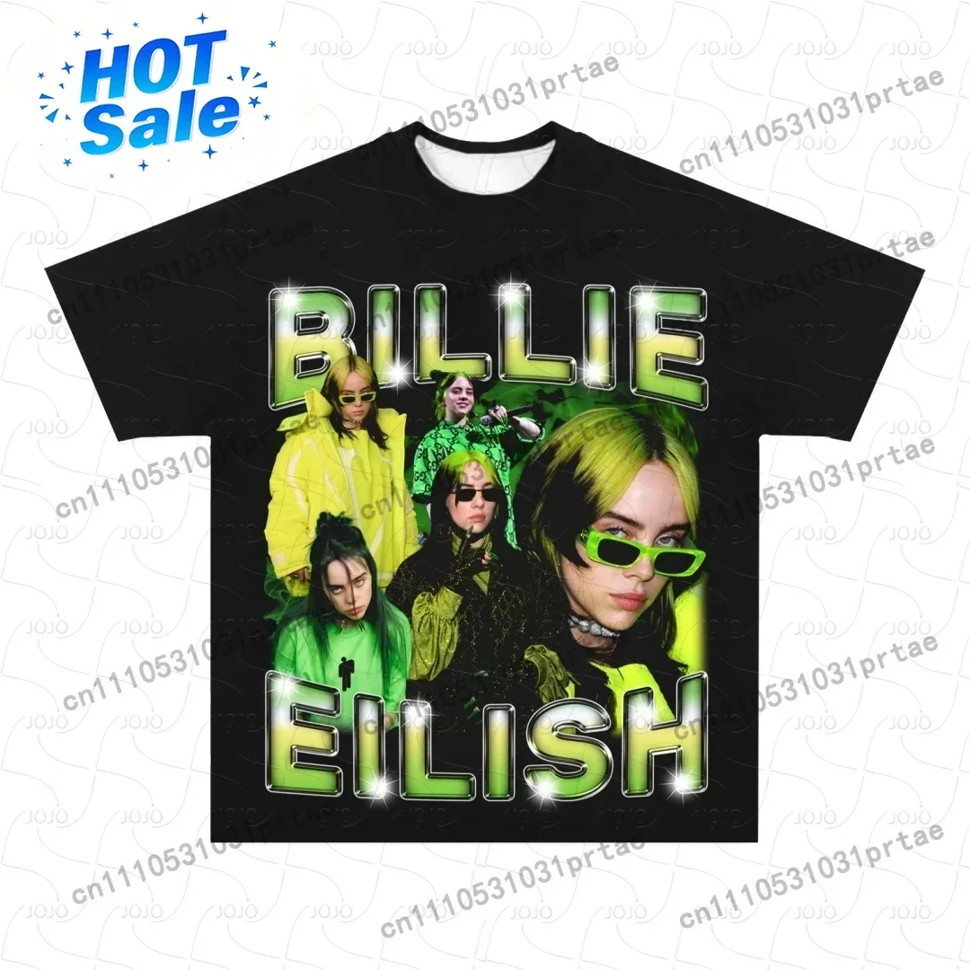 Street Fashion Men 2025 - Camiseta com Estampa Retrô Billie Eilish