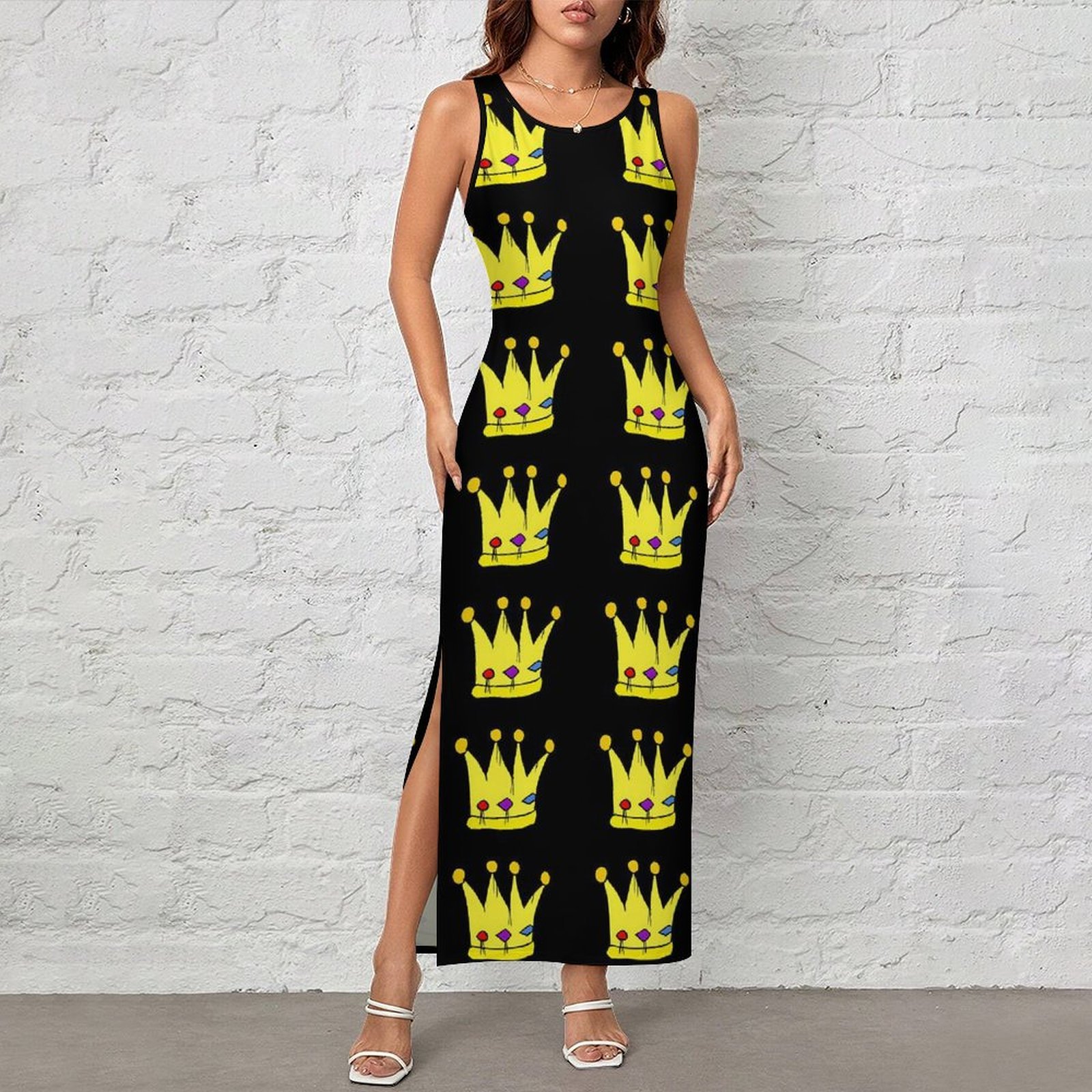 Queen Street Fashion - Vestido Bodycon Feminino Maxi com Estampa