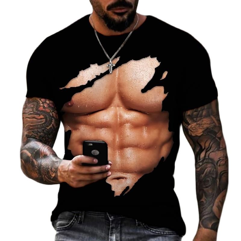Street Fashion For Short Guys - Verão moda masculina 3d impresso músculo