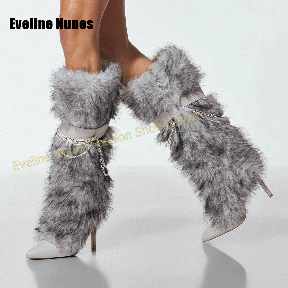 Street Fashion Y2K - Botas de cano alto, felpudas e