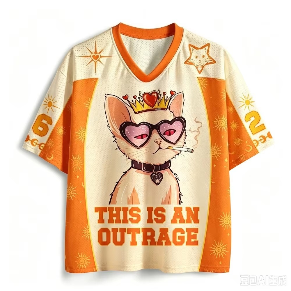Queen Street Fashion - Camiseta com Estampa de Gato Rainha,