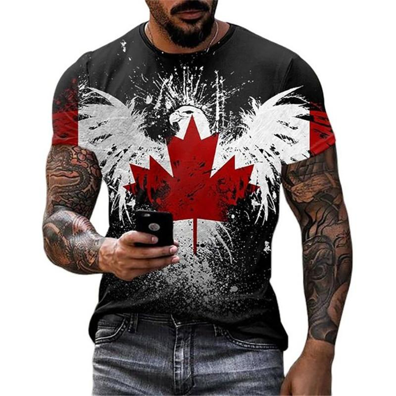 Retro Canada Flag T-shirt 3D P - Street Fashion Canada avaliação e preço