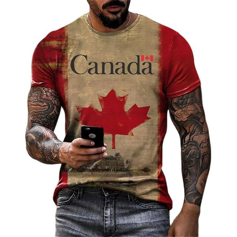 Retro Canada Flag T-shirt 3D P - Street Fashion Canada avaliação e preço