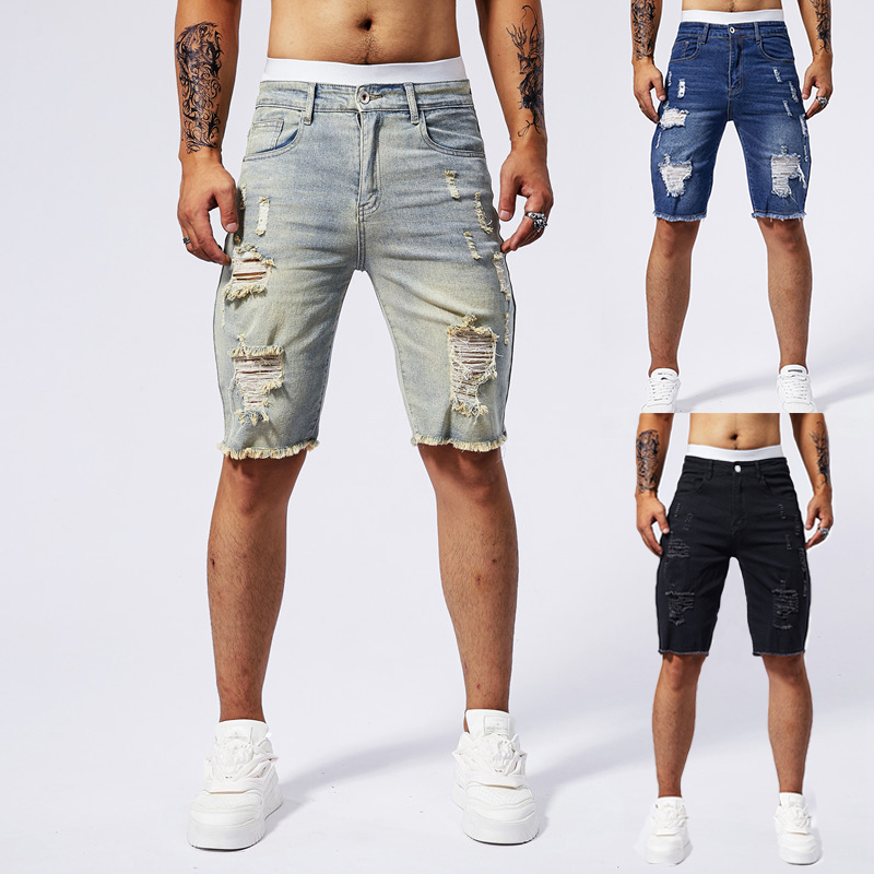 2025 verão novos homens rasgad - Street Fashion Men 2025 avaliação e preço